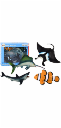 LeanToys Sada figurek mořských zvířat , žralok, delfín, rejnok, 5 dílků
