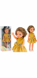 LeanToys Panenka Žluté šaty Hnědé vlasy Velká panenka 33 cm