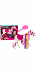 LeanToys Figurka koně , bílý kůň, česání, sedlo, stáj, farma, roztomilý kůň
