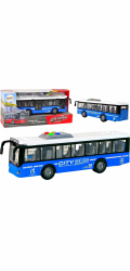 LeanToys Bateriový autobus Světla Zvuky Třecí Pohon Modrá 1:16