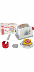 LeanToys Dřevěný toustovač, příslušenství k snídani, knoflík pro děti, LEAN Toys