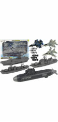 LeanToys Námořní armádní sada Loď Vojenská základna Tryskáče Odpalovač bomb