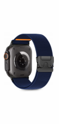 4kom.pl TECHNICKY OCHRANNÉ NYLONOVÉ ZÁVINKY PRO APPLE WATCH 6 / 7 / 8 / 9 / 10 / SE / ULTRA 1 / 2 (44 / 45 / 46 / 49 MM) TMAVĚ MODRÁ