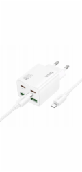 Hoco 2 x USB C + 2 x USB A QC3.0 PD 3A 30W nabíječka do sítě + kabel USB C na Lightning N56 bílý