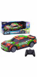 LeanToys Závodní auto na dálkové ovládání se svítící karoserií v oranžové a zelené barvě