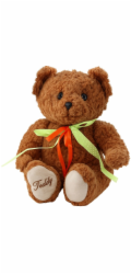 LeanToys Plyšový medvídek se zelenočervenou mašlí, hnědý, 30 cm, LEAN Toys