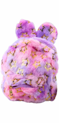 Lean Plyšový batoh s ušima a zlatými hvězdami pro děti, fialový a růžový,