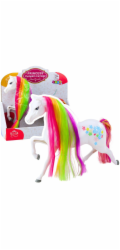 LeanToys Velká pohádková figurka koně s duhovou hřívou, barevné dekorace, bílé, LEAN Toys