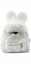Lean Dětský chlupatý plyšový batoh s ušima, nosem a vousy Králík bílý 3l 22cm