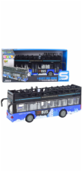 LeanToys Městský autobus dvoupatrový 1:16, jízdní světla, zvuky, modrá