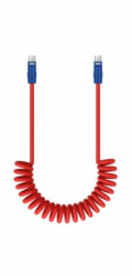 NoName Kabel Newell USB-C - USB-C 100W, 1,5 m, silikonový, spirálový, červeno-tmavomodrý