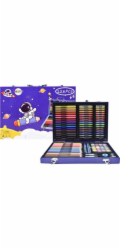 LeanToys Sada pro výtvarné umění v kufru s kosmonautem modrá 128 EL