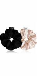 Glov Saténové gumičky do vlasů _Satin Scrunchies M šampaňská/černá 2 ks