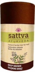 Sattva SATTVA_Ayurveda Přírodní bylinná barva na vlasy, bylinná barva na vlasy tmavě hnědá 150g