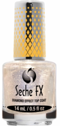 NoName SECHE_FX Vrchní lak na nehty s diamantovým efektem a třpytivým třpytivým efektem zlatý 14ml