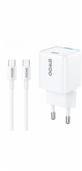 BWOO Nabíječka do zásuvky PD GaN 30W USB-C s kabelem 60W USB-C - bílá
