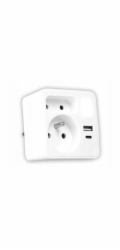 LTC Rozbočovač napájení s nočním světlem: 1 kulatá zásuvka s uzemněním + 1 plochá zásuvka + 1x USB + 1x USB-C, bílý 3A