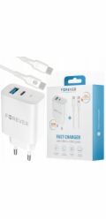 Forever Nabíječka PD QC do zásuvky TC-07-30AC 1x USB-C 1x USB 30W bílá + kabel USB-C - USB-C 60W