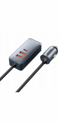 Baseus Nabíječka Share Together PPS, víceportová rychlonabíječka do auta s prodlužovacím kabelem 2U+2C 120W, vesmírně šedá