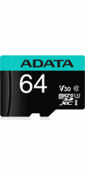 ADATA MicroSDXC karta 64GB Premier Pro UHS-I V30S (R:100/W:80 MB/s) + SD adaptér