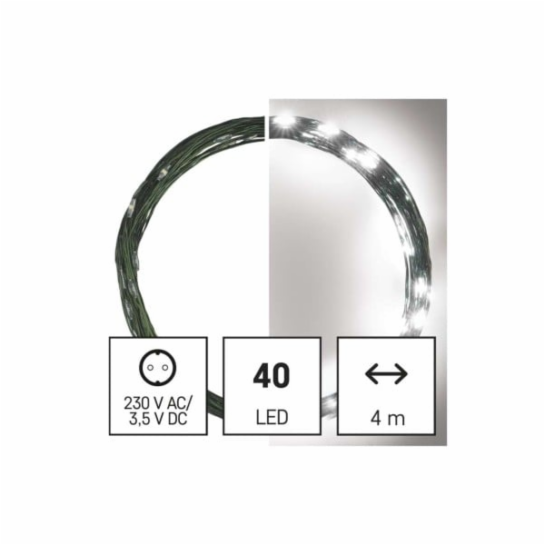 LED vánoční nano řetěz zelený, 4 m