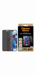 PanzerGlass - Ochrana obrazovky pro mobilní telefon - ultra široký tvar - sklo - s bezpečnostním filtrem - dvoucestné - barva rámu černá - pro Apple iPhone 16 Plus
