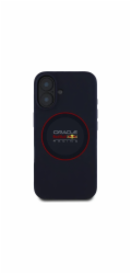 Red Bull Silikonový kryt RBHMP16M24SIILVR pro iPhone 16 Plus 6.7, tmavě modrý, s červeným kroužkem MagSafe