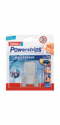 Tesa Voděodolný dvojitý háček, úzký z nerezové oceli, se 2 proužky Powerstrips, velký