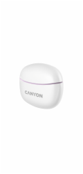 CANYON TWS-5 BT sluchátka s mikrofonem, BT V5.3 JL 6983D4, pouzdro 500mAh+40mAh až 38h, šeříková