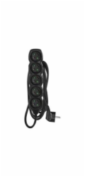 Prodlužovací kabel 3 m / 5 zásuvek / černý / PVC / 1,5 mm2