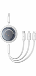 Rychlonabíjecí kabel 3v1 Baseus Free2Draw, USB na micro USB+USB-C+Lightning, 3,5 A, 1,1 m (bílý)