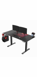 ULTRADESK herní stůl LEVEL V2 RED, 140x68cm, 72-117cm, elektricky nastavitelný, s XXL podložkou pod myš, držák na sluchátka