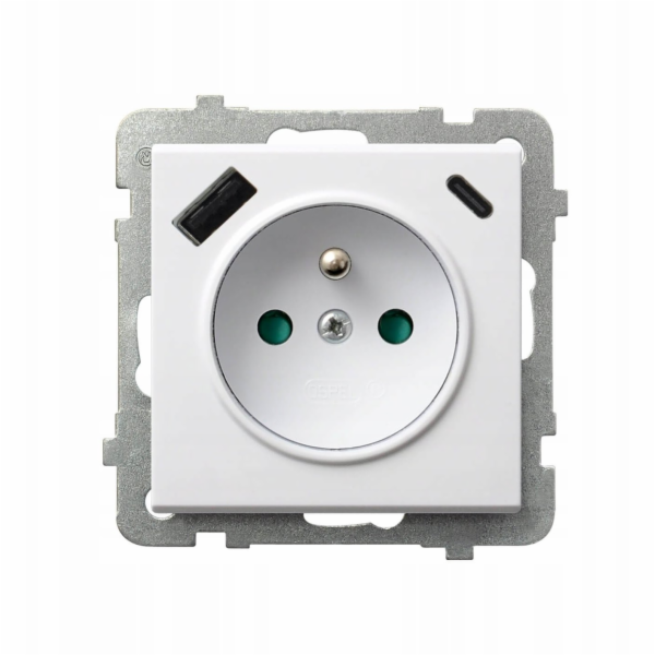 Ospel SONATA Jednoduchá zásuvka s uzemněním a krytkami pr...