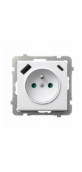 Ospel SONATA Jednoduchá zásuvka s uzemněním a krytkami proudové cesty, s USB A+C nabíječkou, bílá matná GP-1RZPUSBAC/m/75