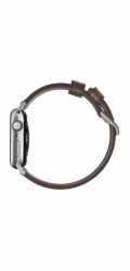 Řemínek Nomad NOMAD Moderní kožený hnědý 42mm / 44mm konektor Stříbrný