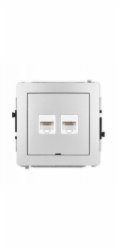 Karlik Dvojitá počítačová zásuvka 2xRJ45 Deco 7DGKBO-2 kategorie 5e, 8pinová, bez popisu, stříbrná metalická