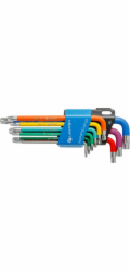 Högert Technik Dlouhé klíče TORX, barevně kódované, ocel S2, 9 kusů, HT1W817