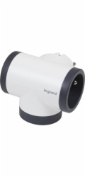 LEGRAND Revolution rozbočovač otočný 2x2P+T, nabíječka USB A+C, bílo-šedá
