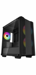DEEPCOOL skříň CC360 ARGB / MiniITX / 3x120 ARGB fan / USB 2.0 / USB 3.0 / tvrzené sklo / černá