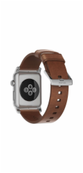 Řemínek Nomad NOMAD Moderní kožený hnědý 42mm / 44mm konektor Stříbrný