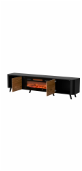 Cama Volare RTV skříňka 200 x 39 x 49 cm černá/ořech + krb