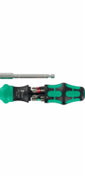Wera Kraftform Kompakt 28 RA 1 (schwarz/grün, 6-teilig, 1/4, mit Ratschenfunktion und Edelstahl-Bithalter)