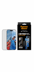 PanzerGlass - Ochrana obrazovky pro mobilní telefon - ultraširoká velikost s FASTFIT IN-A-BOX - sklo - s bezpecnostním filtrem - dvoucestné - barva rámu cerná - pro Apple iPhone 16 Pro, 17