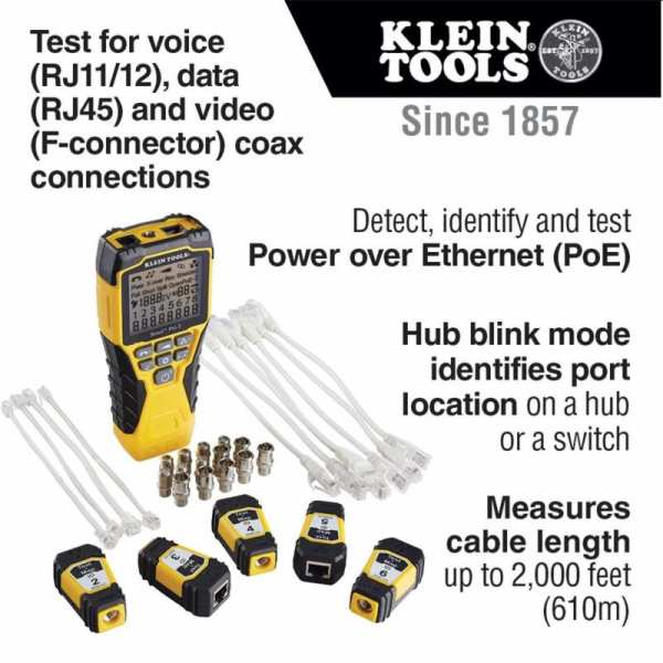 KLEIN TOOLS - VDV Scout Pro 3 Tester Kit Locator Map (PoE)