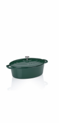 Pekáč litinový s poklicí Calido oválný smaragdově zelená 33x26x12cm 6l KL-12902