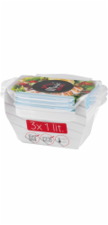 Dóza MagicHome Lunchbox set YH376, obdĺžniková, sada 3 ks, 1000 ml, 189x131x77 mm