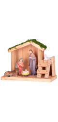 Dekorace MagicHome Vánoce, Betlém, dřevo, polyresin, 15 cm