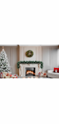Vánoční věnec MagicHome, přírodní, zasněžený, 48x LED, IP20, 2xAA, 40 cm