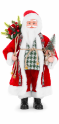 MagicHome Vánoční dekorace, Santa s lyžemi, 80 cm