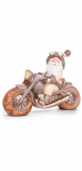 Dekorace MagicHome Vánoce, Santa na motorce, retro, keramika, 47x18,5x34 cm
